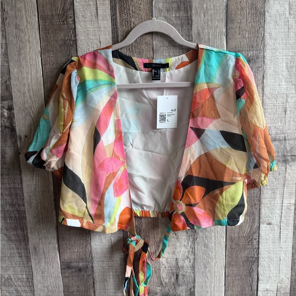 Floral Chiffon Cropped Wrap Top from Forever 21 - Picture 13 of 13